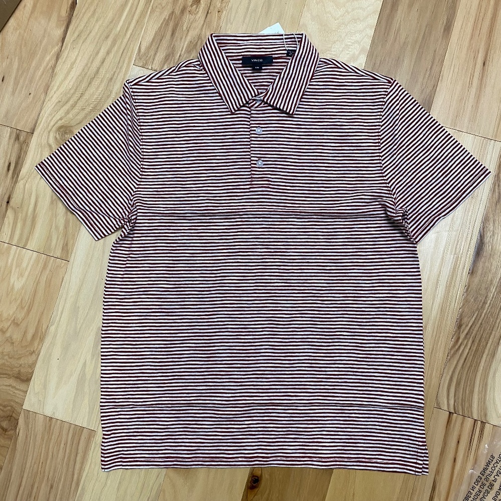 Vince Men's Stripe Slub Cotton Polo Shirt - New